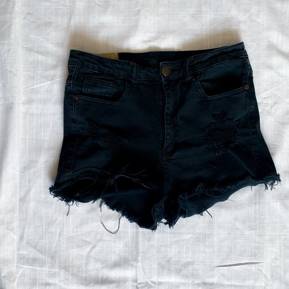 Pants - Black Jean Shorts